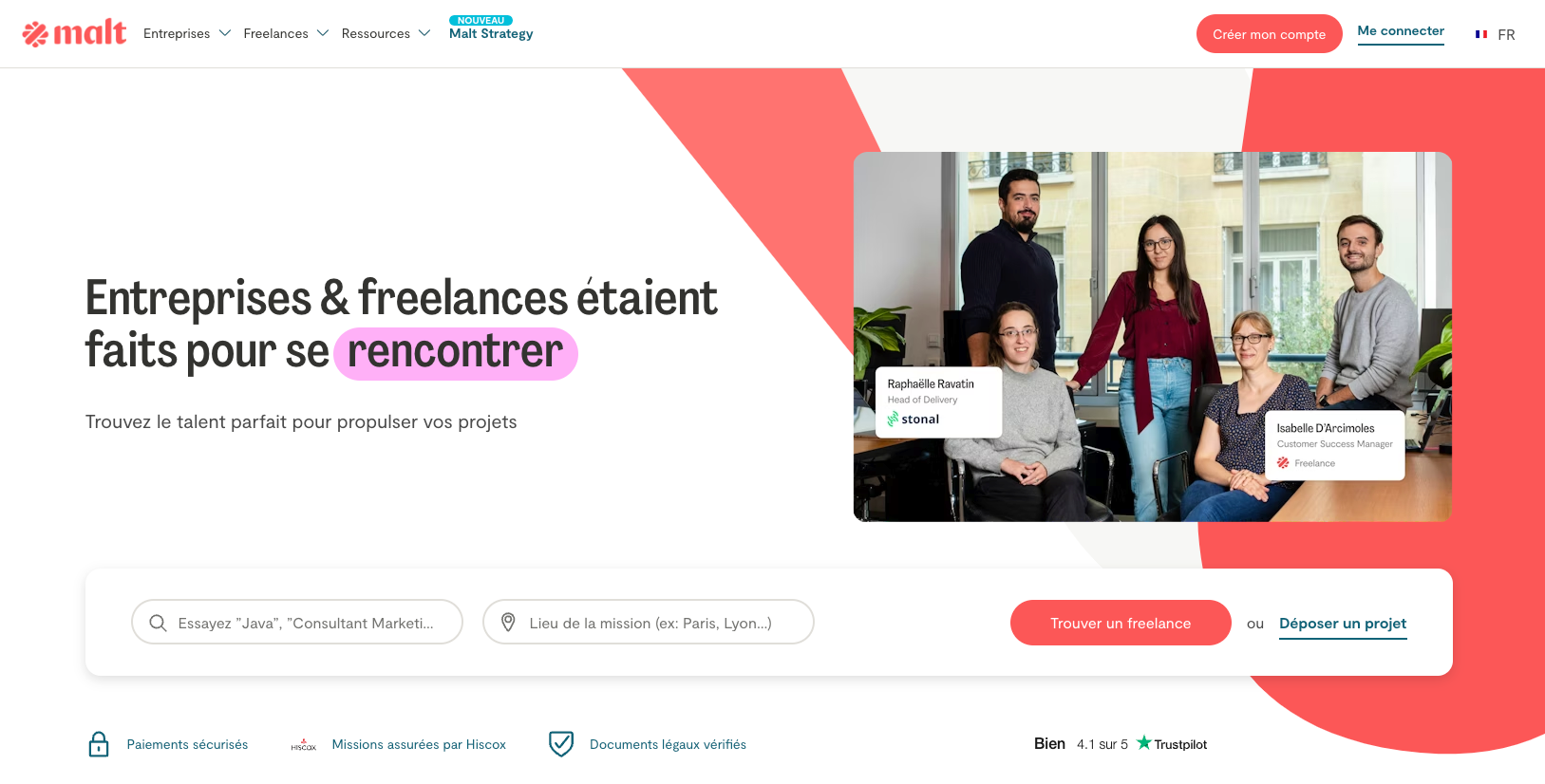 plateforme pour trouver des clients malt